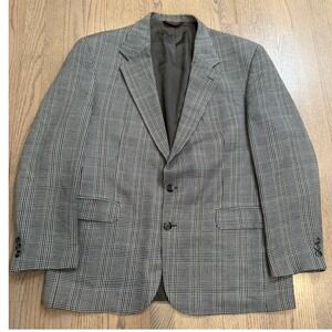 Vtg Botany 500 Men's Houndstooth Plaid Blazer Sport Coat 2 Button Black Classic